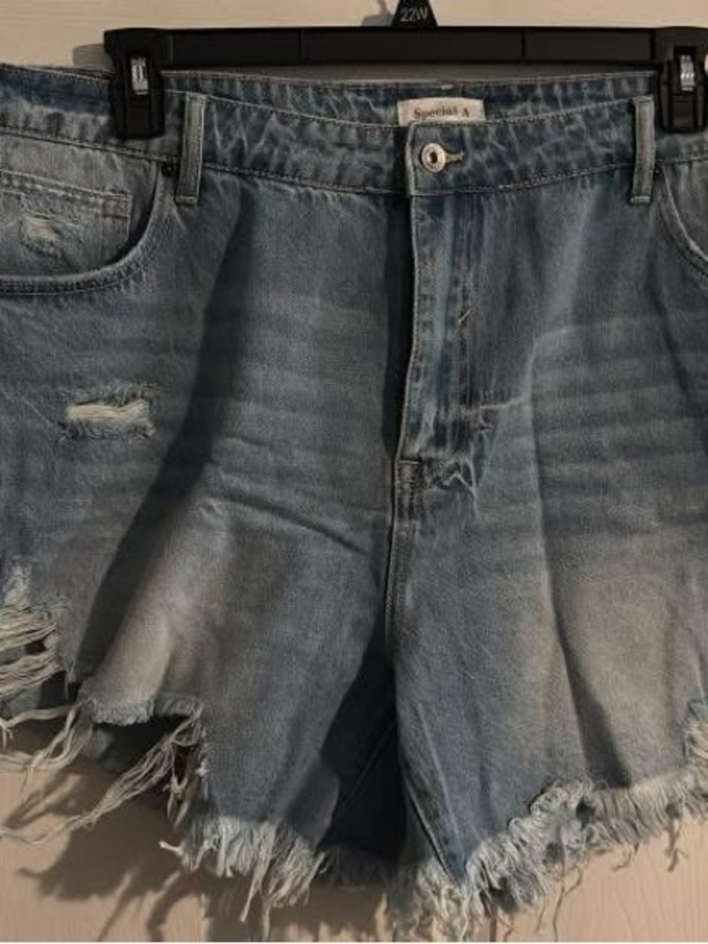 Chic Soul Light Blue Distressed Denim Jean Shorts